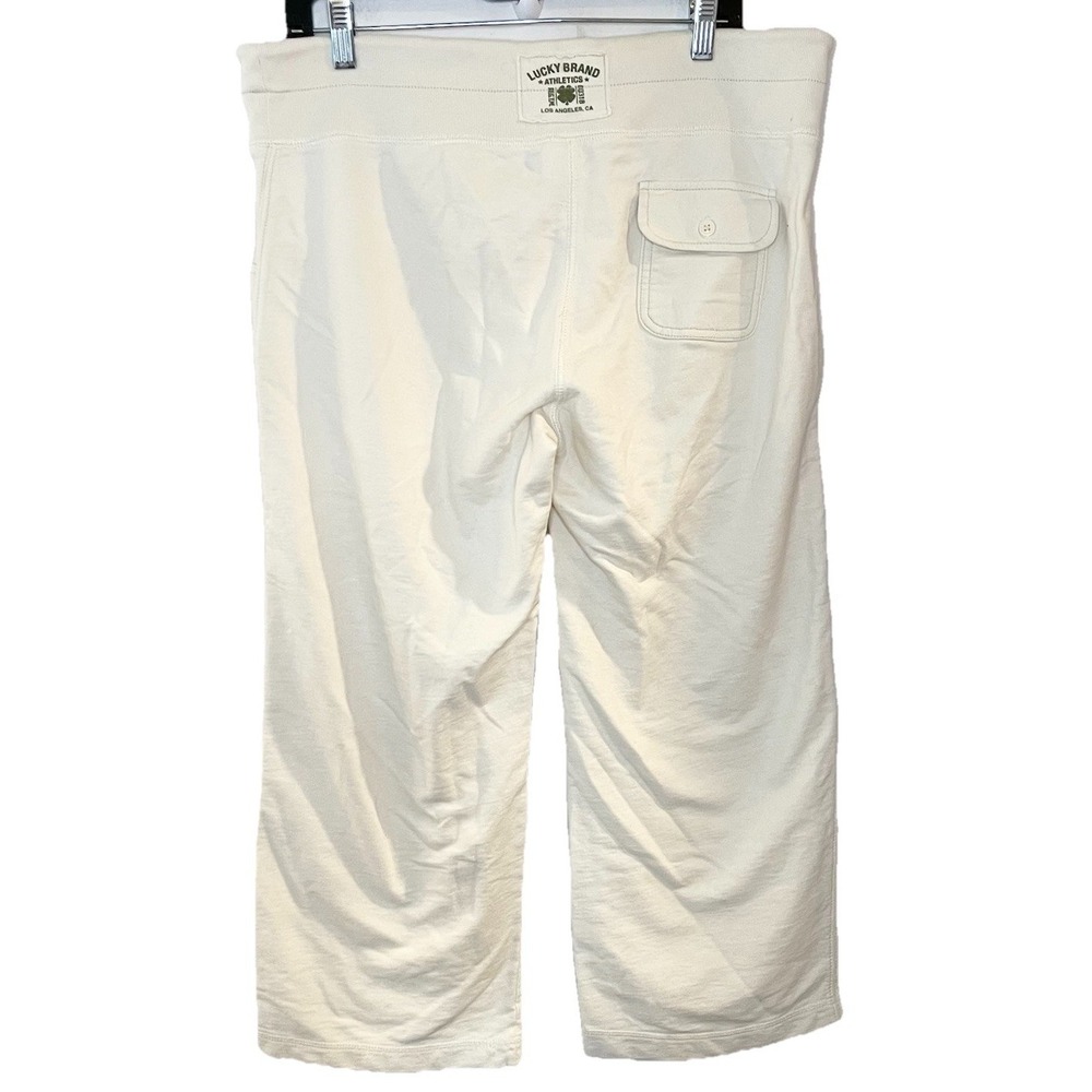 Lucky Brand Solid Ivory Crop Sweatpant Cream Y2K Vintage Rare Cargo Flap Pocket